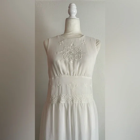 ZARA Embroidered Sleeveless Maxi Dress